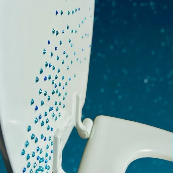 NEW Toilet Seat Round Blue Rhinestone Embellished Lid